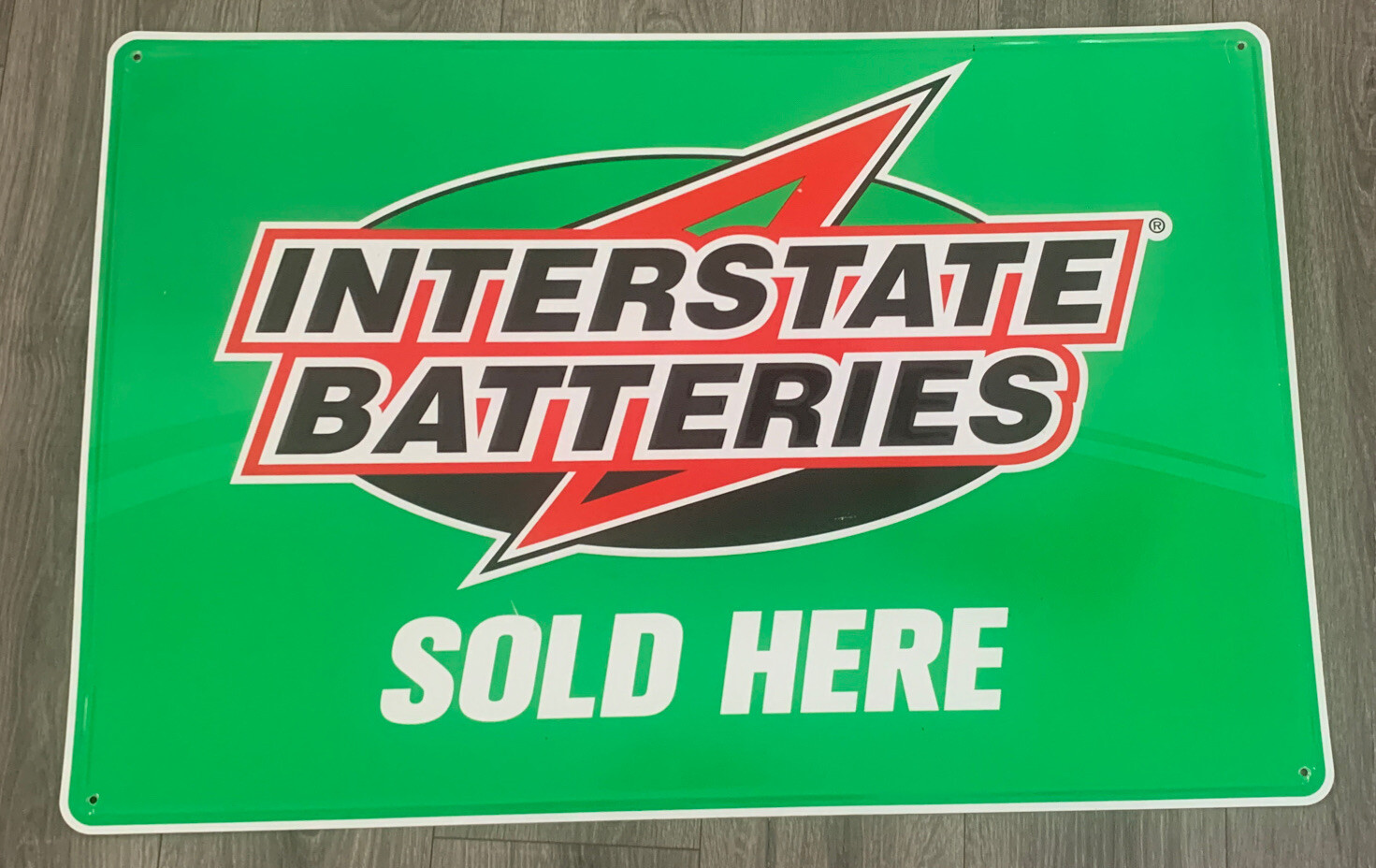 Interstate Batteries Sign 24” X 36” Great Colors Embossed Tin Gas Station-image
