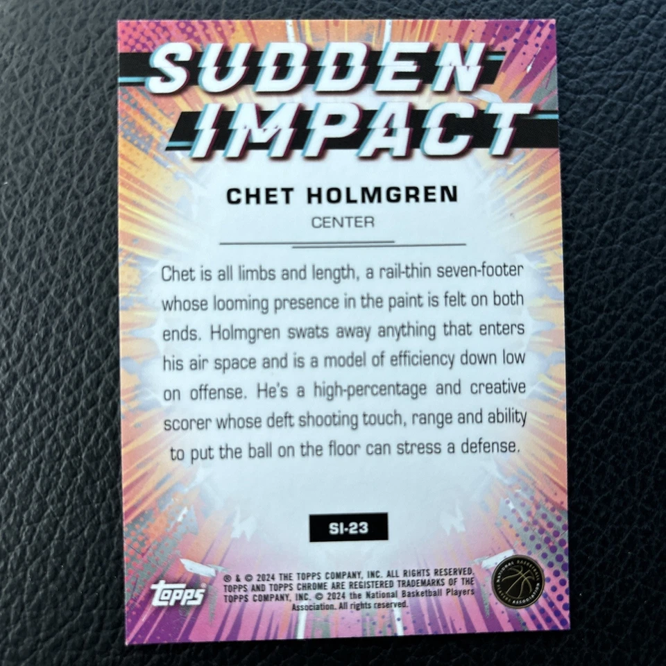 2024 Topps Chrome Green Sudden Death Chet Holmgren #SI-23  - Image 2 of 2