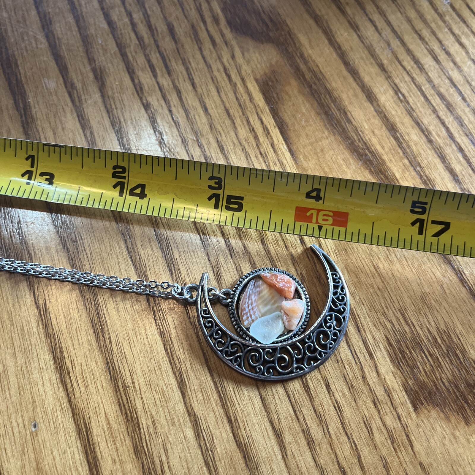 Silver Crescent Moon With Small Shell Pendant Nec… - image 5