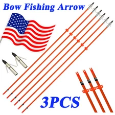 3X 32'' Bowfishing Fiberglass Solid Arrows Hunting Fishing Arrow Safety Slides