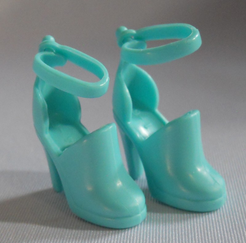 Barbie Doll AQUA Turquoise Ankle Strap Shoes Closed Toe High Heel Pumps Footwear