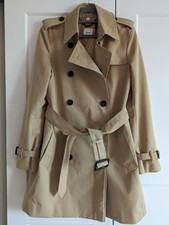 New With Tags Burberry Honey Beige Harbourne Mid Length Trench Coat Uk 10 Us 8