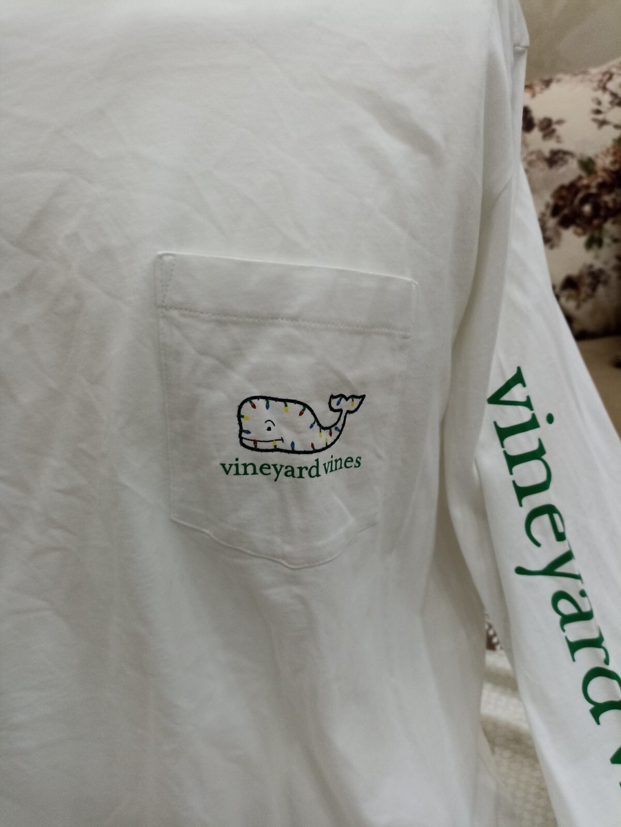 T-Shirt Uomo Vineyard Vives Harbor, Manica Lunga In Cotone Con Tasca E Piccola Balena, Taglia Small, Nero