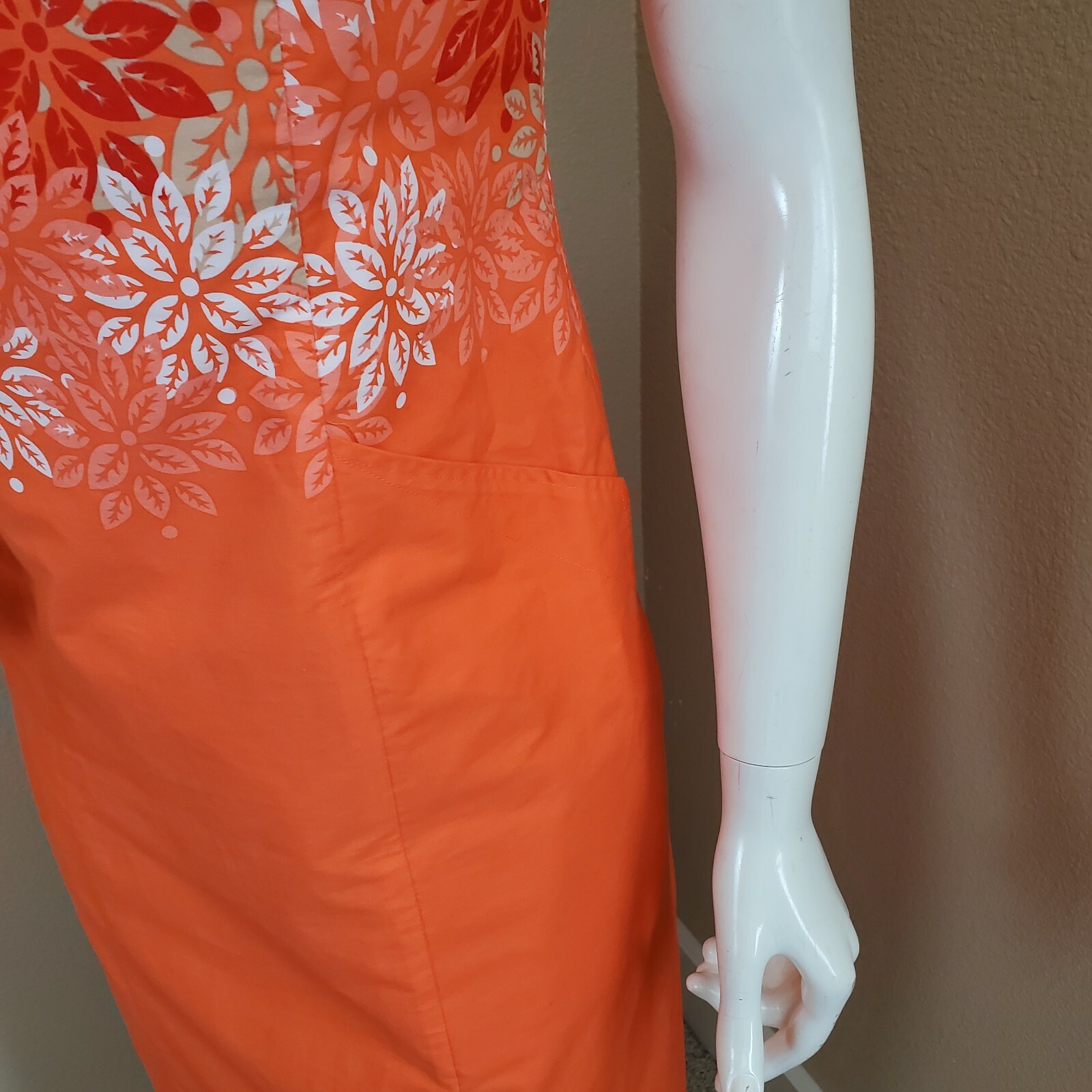 PENDLETON Orange Floral Lined Cotton Sleeveless D… - image 3