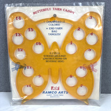 VTG Ramco The Butterfly 16 Hole Yarn or Floss Organizer Orangy Yellow NEW