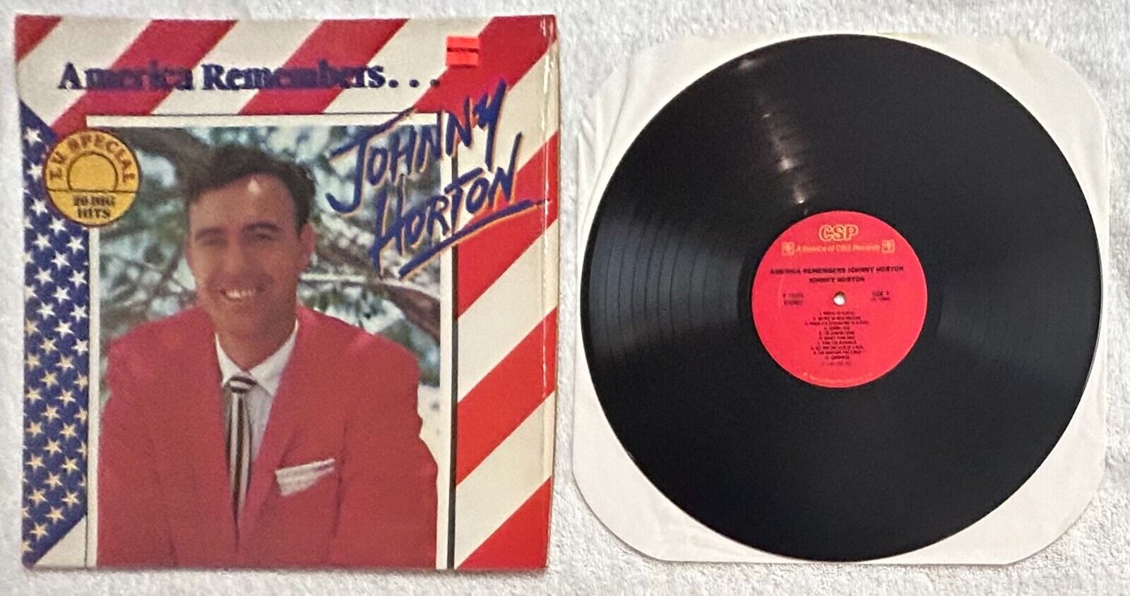 JOHNNY HORTON America Remembers... w/ SHRINK Vinyl LP Record 1980 EX / EX