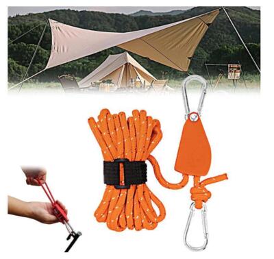Portable Adjustable Fix Camping Rope, High Strength Fast Release Pulley Rope NEW