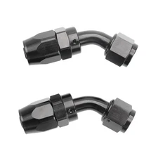 6AN 45 Degree Swivel Hose End Fitting CPE Braided Hose 2 PCS Black Anodized