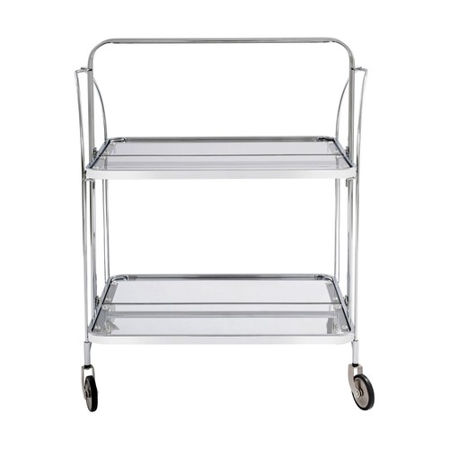 Rolling Cart, 2-tier Rolling Cart with Wheels, Collapsible Rolling Storage Cart - Picture 7 of 15