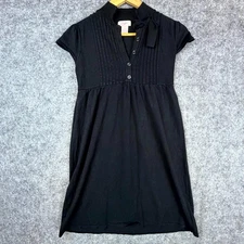 Candie's Knit Dress Womens L Black 90s Babydoll Y2K Neck Bow Skater Grunge