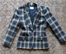 Pendleton Plaid Blazer Size 6 100 Wool Made in USA