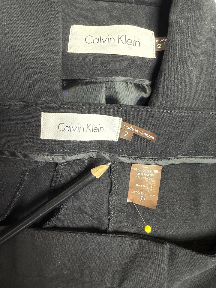 Traje Pantalón Calvin Klein Talla 2 Conjunto de Dos Piezas MOD Tono Dorado Cremallera Negro Traje Eléctrico Foto 2 de 4