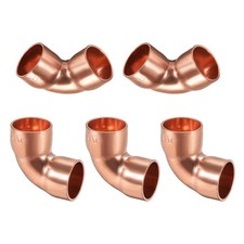 5Pack 5/8Inch(Inner Dia) 90 Degree Copper Pipe Fitting Elbow Adapter Copper Tone
