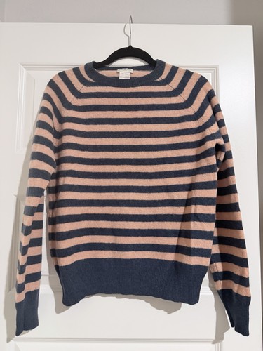 Dries Van Noten, Vintage Dries Van Noten Light Pink and Blue Wool Striped Sweater Size L