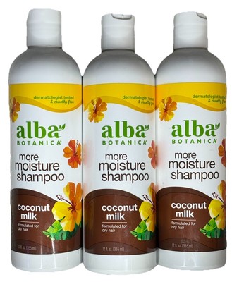3X Alba Botanica Mega Moisture Shampoo Coconut Milk Formulated For Dry Hair 12oz