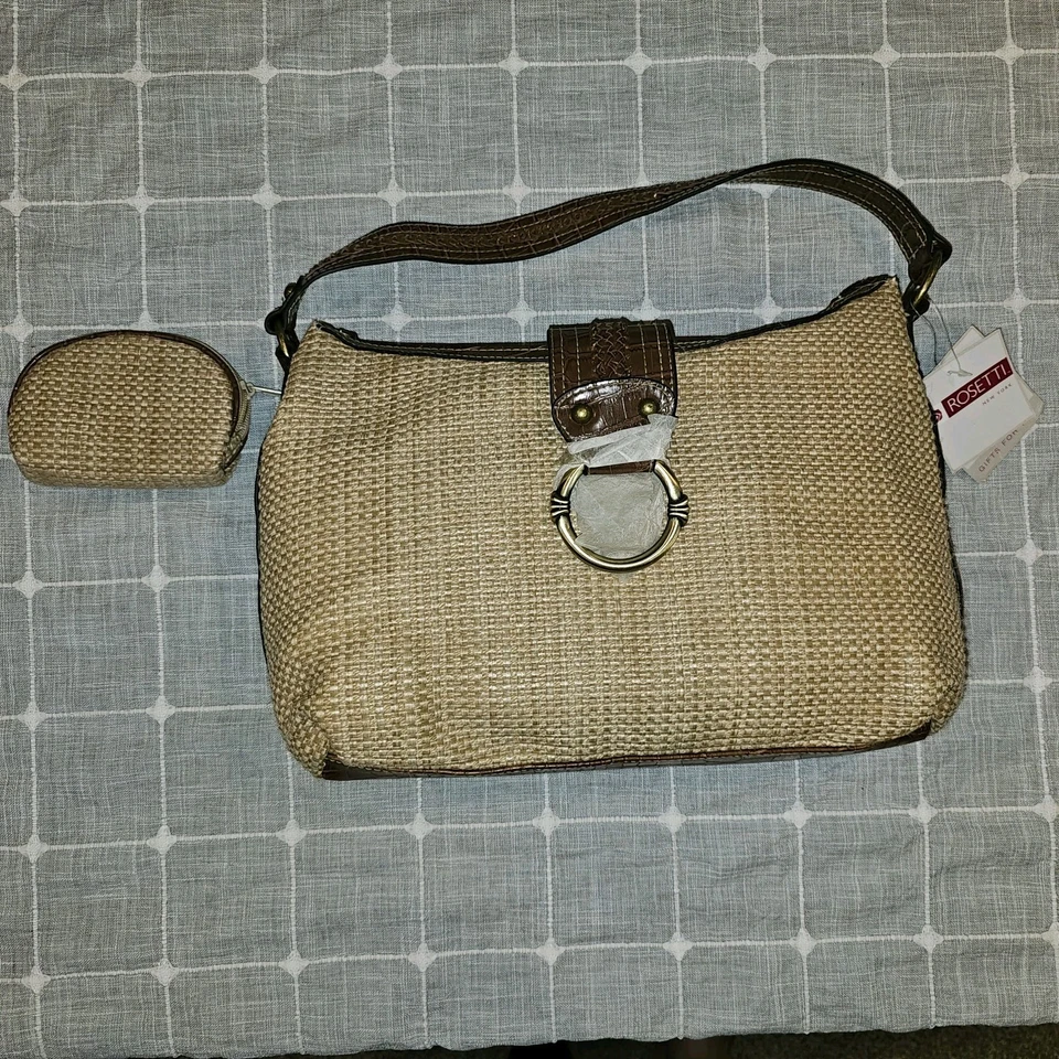 Rosetti Jute Purse Shoulder Bag With Small Accessory Bag Beach Boho Vacation  - Image 2 of 4