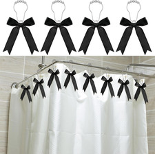 12 Pcs Decorative Black Bow Shower Curtain Hooks for Bathroom Decor