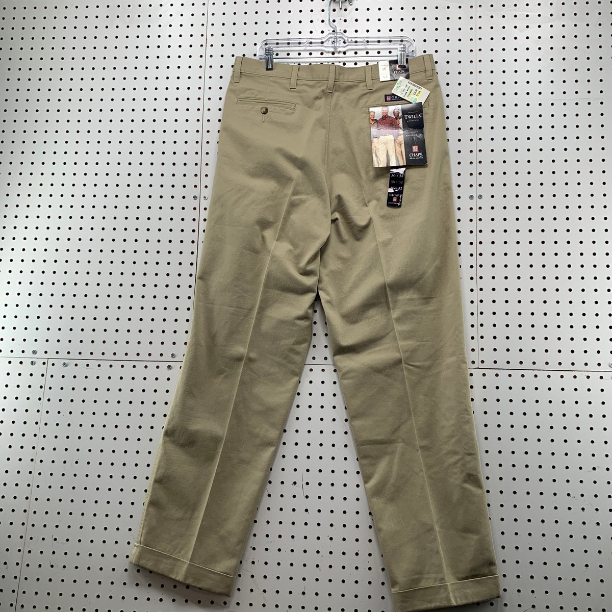 NEW Chaps Ralph Lauren Khaki Pleated Pants Mens 36X32 90s School