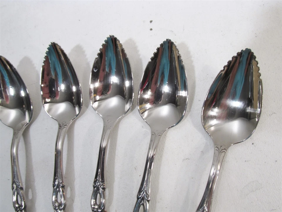 Vtg Oneida Community Stainless Chandelier 6 Grapefruit Citrus Spoons - Image 2 of 4