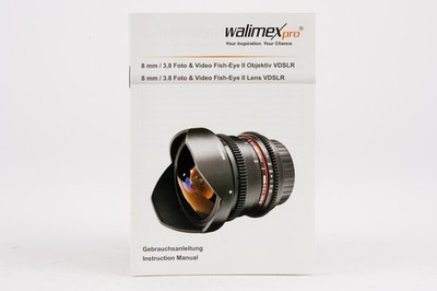 Walimex Pro 8mm 8 mm 3.8 Bedienungsanleitung Gebrauchsanweisung instruction 