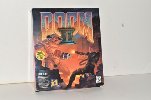 Doom II 2 IBM PC Big Box 3.5" Floppy Disks w/ Manuals & Paperwork (GVH80)