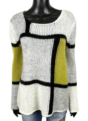 MAX&Co Damen Pullover Gr. M 25% Mohair Mehrfarbig Geometrisch Rundhals