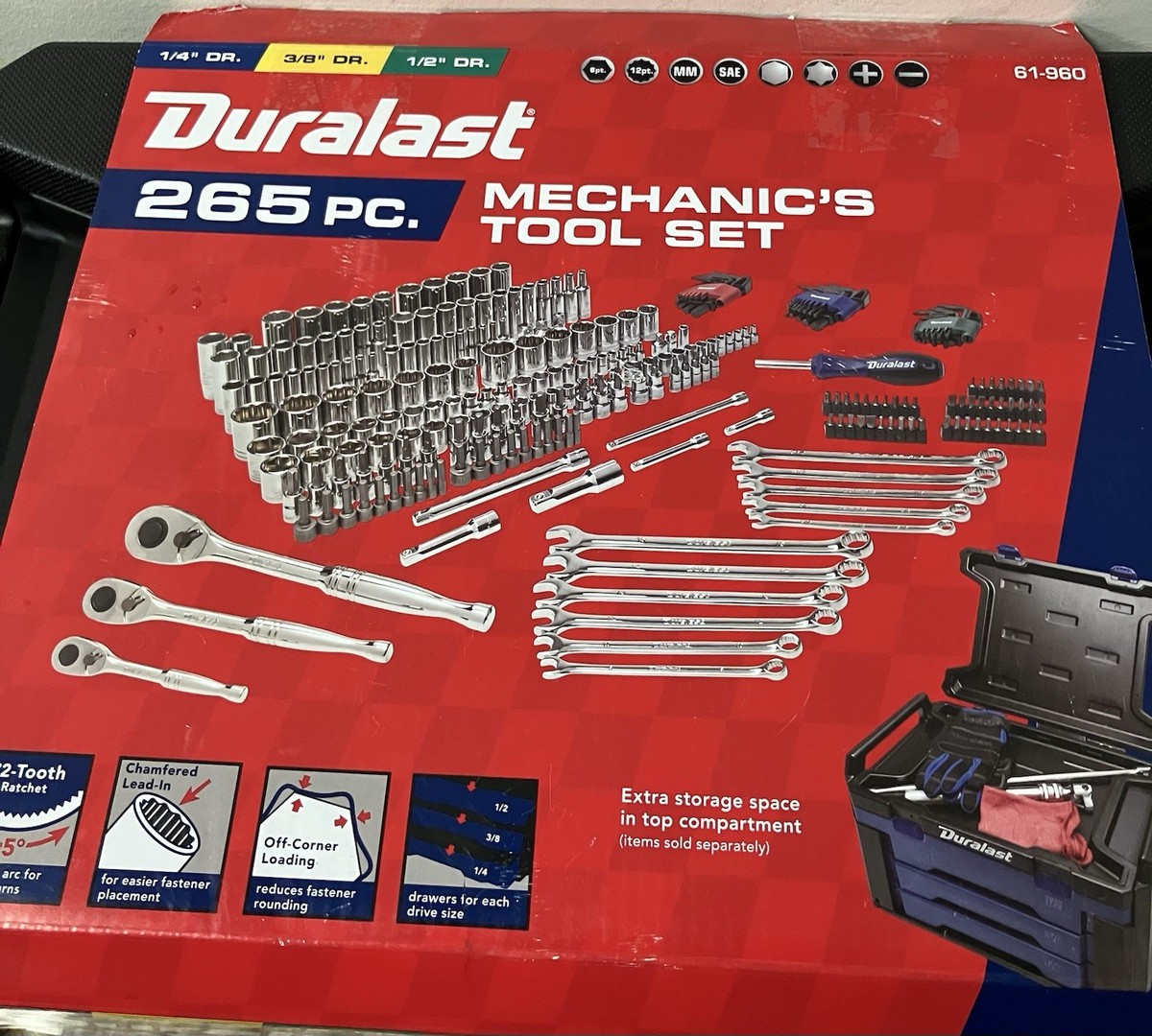 Duralast 265PC 61-960 1/4in + 3/8in + 1/2in Drive Mechanics Tool