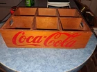 Coca-Cola Vintage Wooden Box 6 Bottle Carrier Holder with Handle 10.5"×7 1/8"