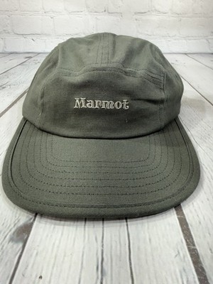 Marmot Hat Cap 5 Panel Strap Back Mens One Size Green Canvas Adjustable NWOT