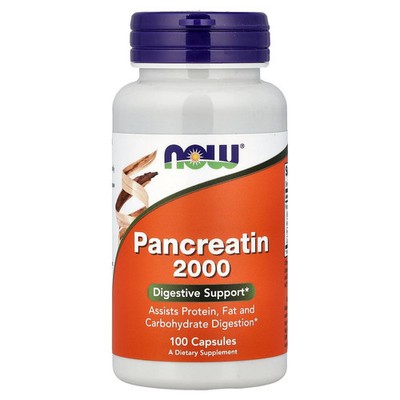 Now Foods Pancreatin 10X - 200 mg 100 Capsules GMP Quality Assured
