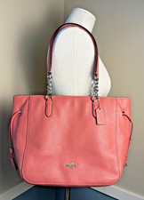 Authentic COACH F72650 Leather Elle Chain Tote Bag Dusty Pink Purse Handbag
