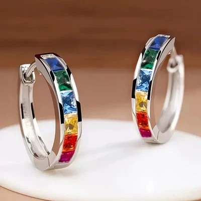 Elegante Ohrringe Ø 17mm Edelstahl S925 Zirkonia - nickelfreies - Hypoallergen - Bild 1 von 4