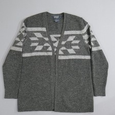 Pendleton Open Cardigan Men M / Women L Aztec Geometric Gray Washable Wool
