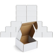 50 Pack 4x4x2 Small Boxes - White Corrugated Cardboard Mailer Boxes for Small...