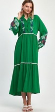 Embroidered Midi Dress Size uk 14-16 Summer Cruise Dress New