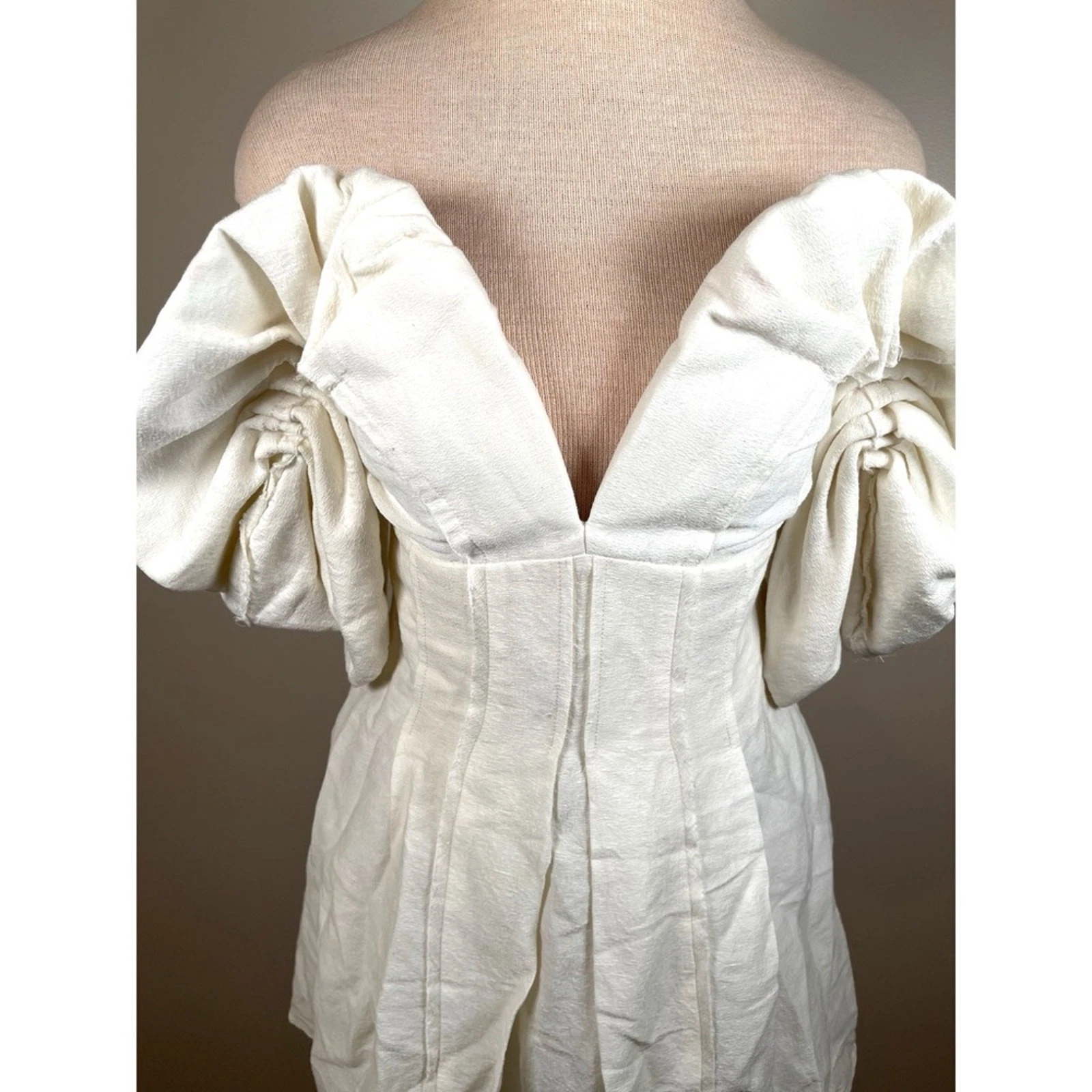 OFF WHITE Mini abito Cult Gaia Off White Asal spalle scoperte manica a sbuffo taglia 4