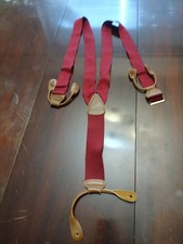 Vintage Trafalgar Maroon Color Leather Button Suspenders Braces