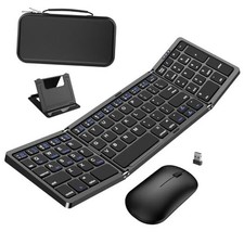 Foldable Keyboard and Mouse, Folding Wireless Keyboard Mouse Combo with