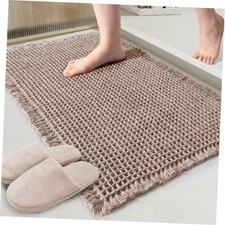 Tan Waffle Bath Mat,Super Absorbent Non Slip Bathroom Rug,Brown