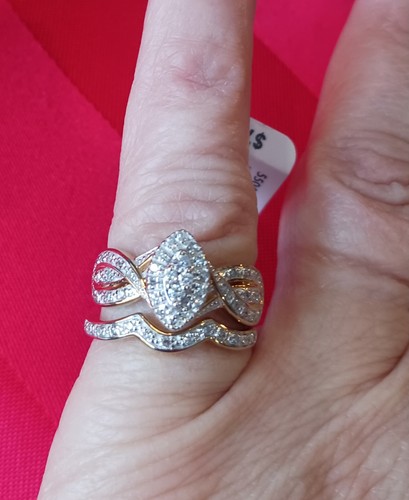 Keepsake Diamond Ring Stacked Band 10k Yellow Gold With 1/3 cttw Diamond - Picture 3 of 7