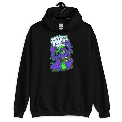 Neon Slime Monster Black Hoodie Will Slime For $ Streetwear (XL)