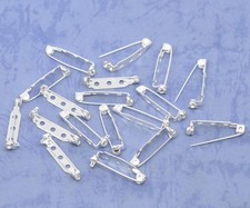 Brooch Backs Blank Fasteners - 50pcs - Silver Plated - 28mm - Jewellery Making