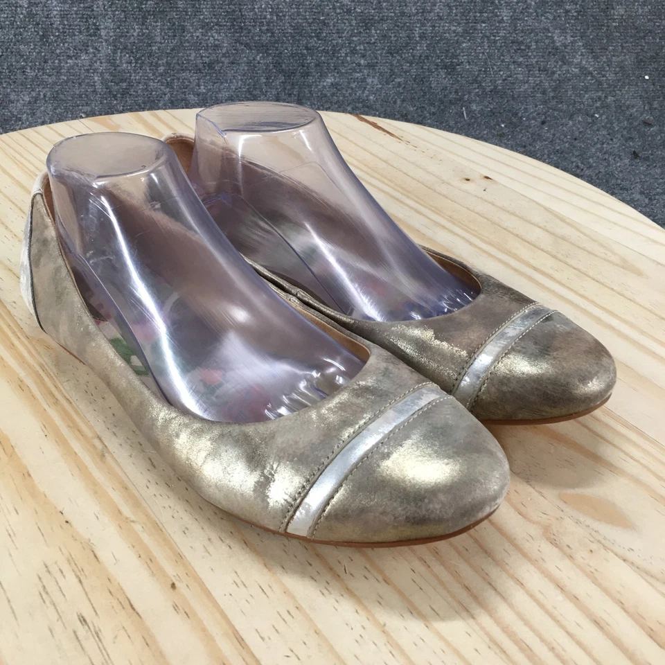 Zapatos planos de ballet Born para mujer 11 cuero floral dorado informales sin cordones cómodos Foto 3 de 4