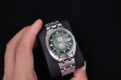 [Serviced] Rare Vintage 1970 Seiko 5 Actus Emerald Faceted 21 Jewels 7019-7070