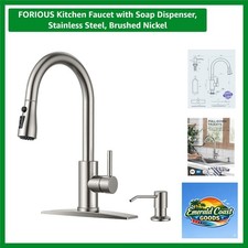 Kitchen Faucet with Soap Dispenser, Stainless Steel, Brushed Nickel
