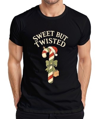 Sweet But Twisted Zuckerstange Xmas Schleife Geschenk Retro Santa Herren T-Shirt