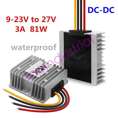 9-23V to 27V 3A 81W power converter waterproof module DC-DC 12V to 27V