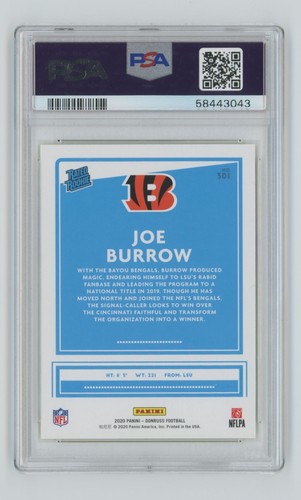 2020 Panini Donruss Yellow Press Proof Rated Rookie Joe Burrow RC PSA 9 - Picture 2 of 2