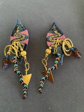 Lunch At The Ritz HEAD HUNTER clip Earrings; New, Never, Worn Hand Signed