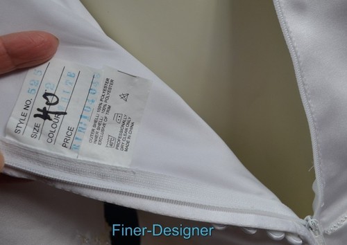 Haute Couture Portrait Wedding Gown White bridal dress Bead elbow sleeve 12 NEW - Picture 8 of 11